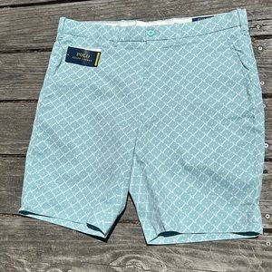 🆕Polo by Ralph Lauren Performance Printed tailor cotton shorts light blue 35 9”